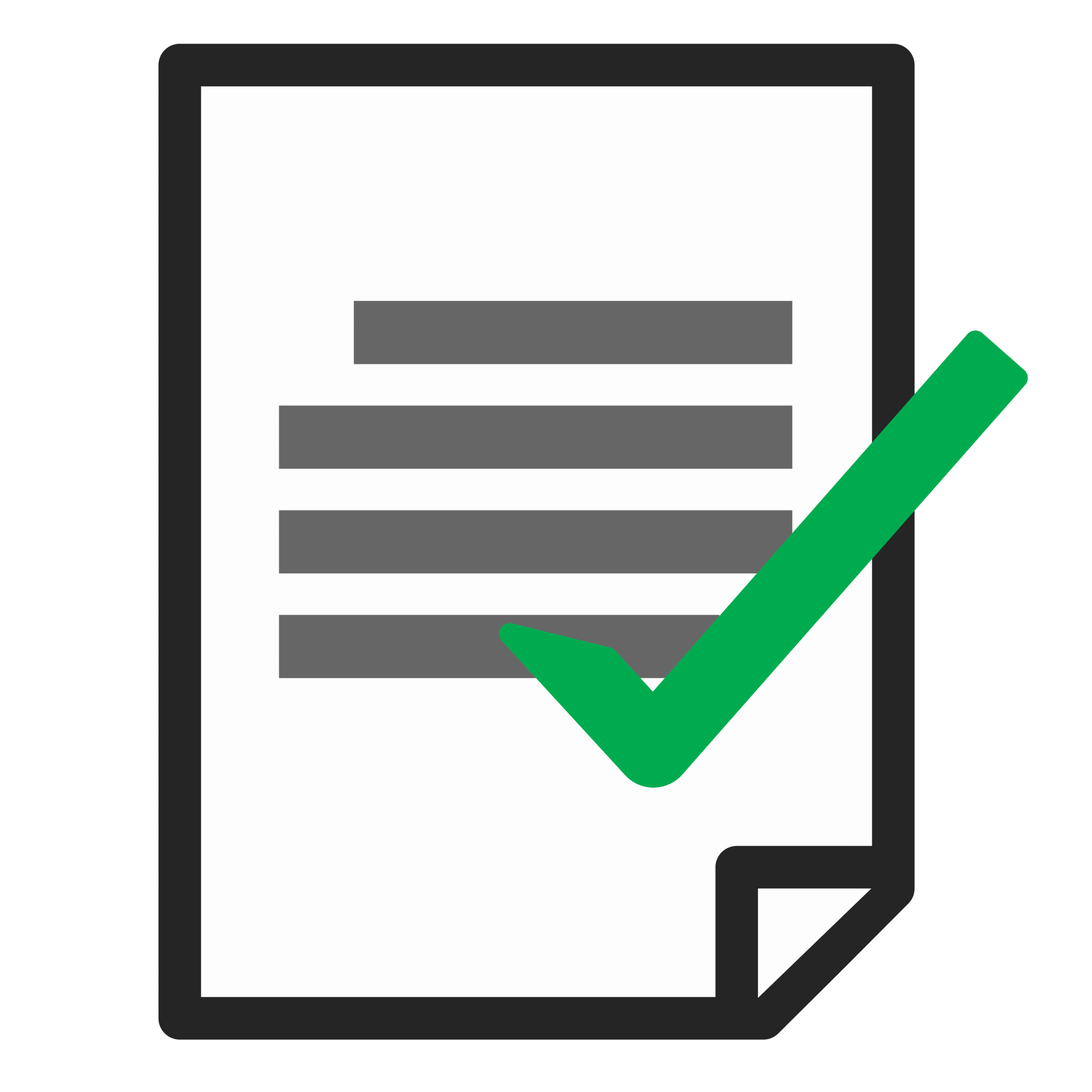 Document with green checkmark indicating approved or completed form.