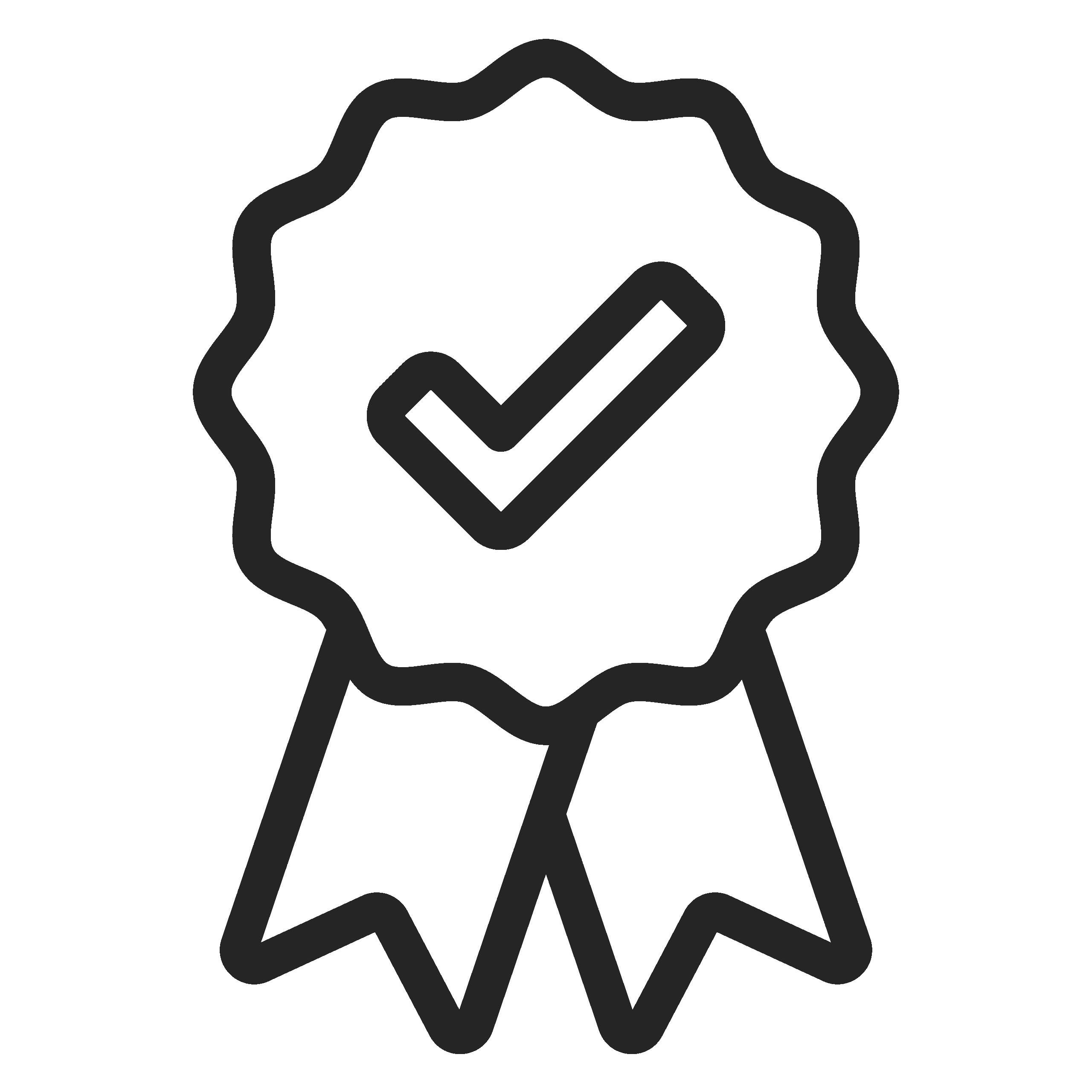 Award ribbon with checkmark certification quality guarantee icon