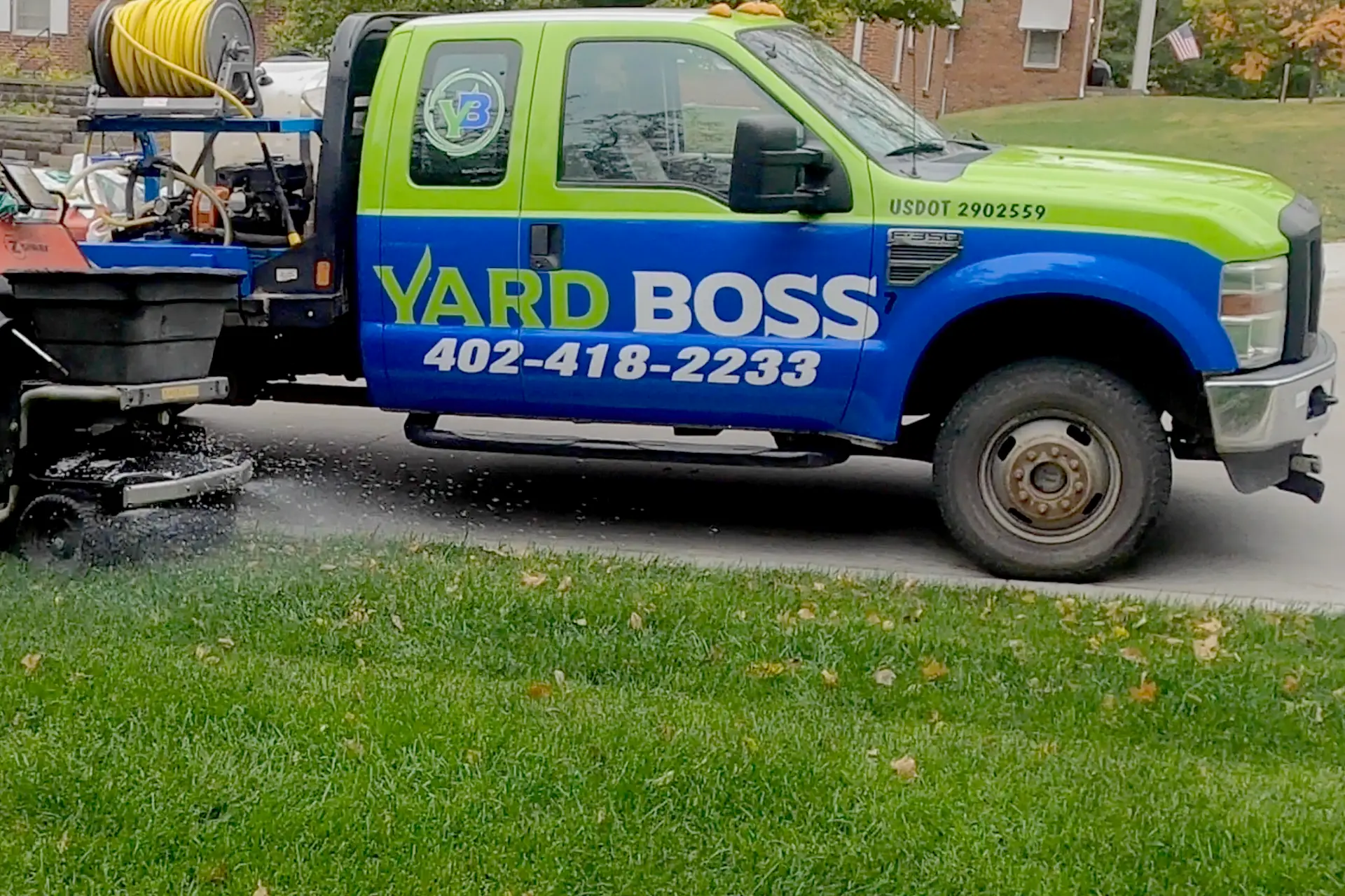 Yard Boss service truck ready for a day of professional lawn care visits across Lincoln, Nebraska