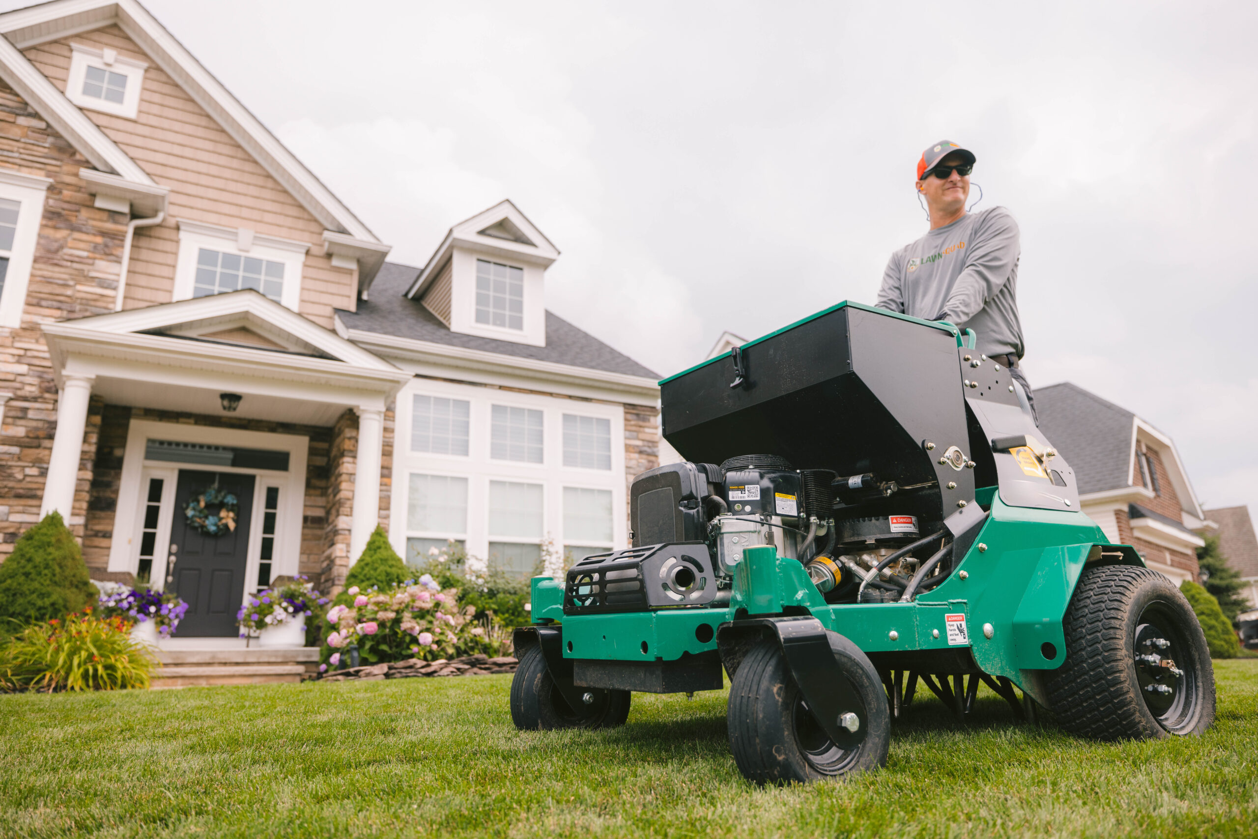 Lawn Squad aeration crew at work